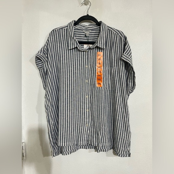 ORVIS XXL striped NWOT linen blend tunic top plus size woman - Picture 1 of 5